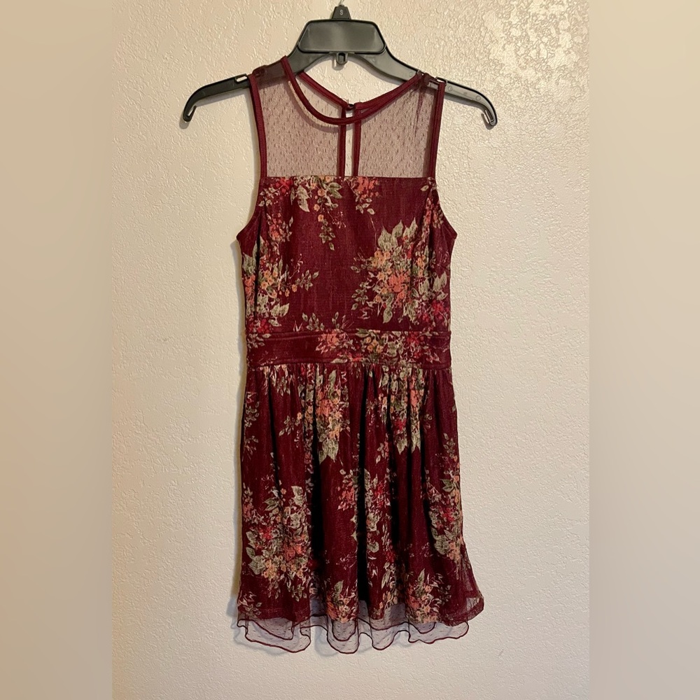 Trixxi maroon floral dress.